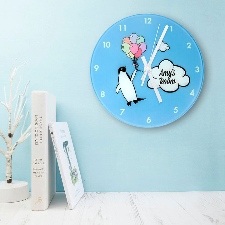 Buy Percy Penguin Personalised Wall Clock at www.giftsfinder.co.uk