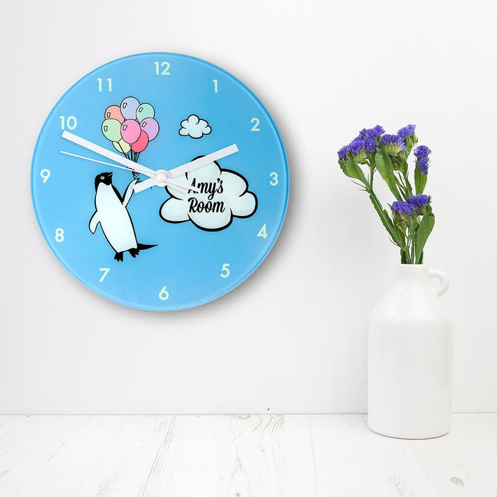 Percy Penguin Personalised Wall Clock in gift category 