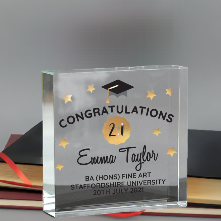 Personalised Graduation Large Crystal Token - part of the Gifts Finder Personalised Graduation Gifts collection