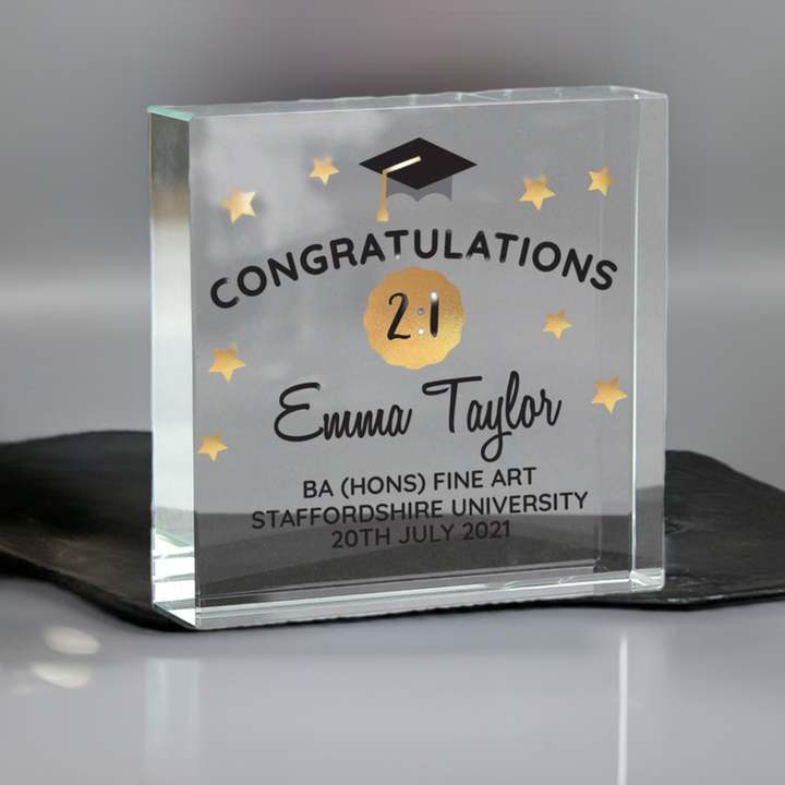 Personalised Graduation Large Crystal Token - part of the Gifts Finder Personalised Graduation Gifts collection