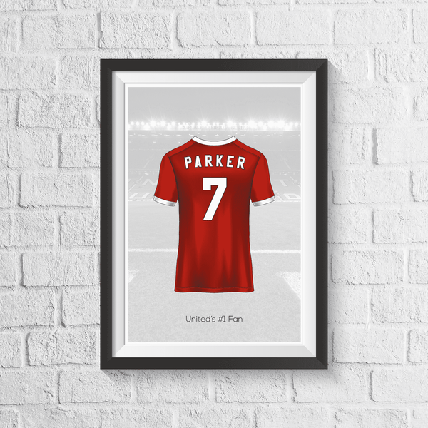 Personalised Manchester United Fan Shirt Print - part of the Player Signed Football Prints collection