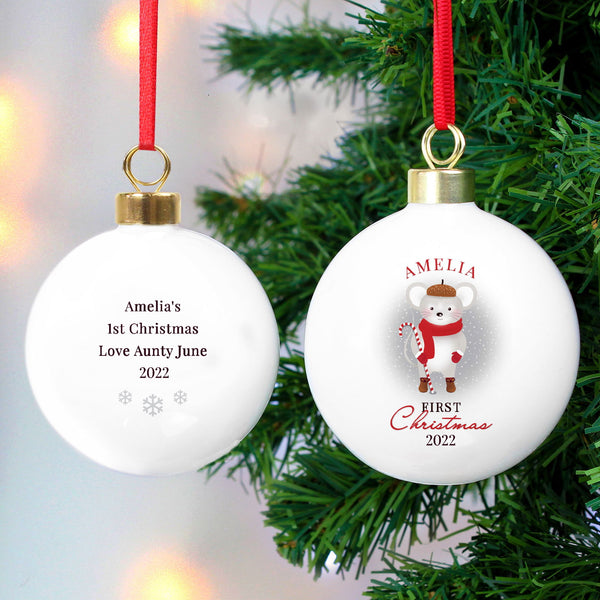 Personalised '1st Christmas' Mouse Bauble available to buy at www.giftsfinder.co.uk