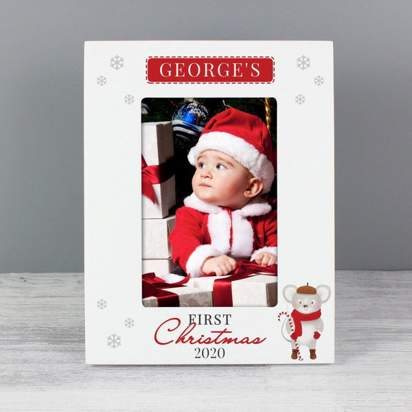 Buy Personalised '1st Christmas' Mouse White 6x4 Photo Frame available now at www.giftsfinder.co.uk