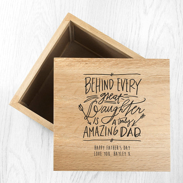 Buy Personalised A Truly Amazing Dad Oak Photo Keepsake Box available now at www.giftsfinder.co.uk