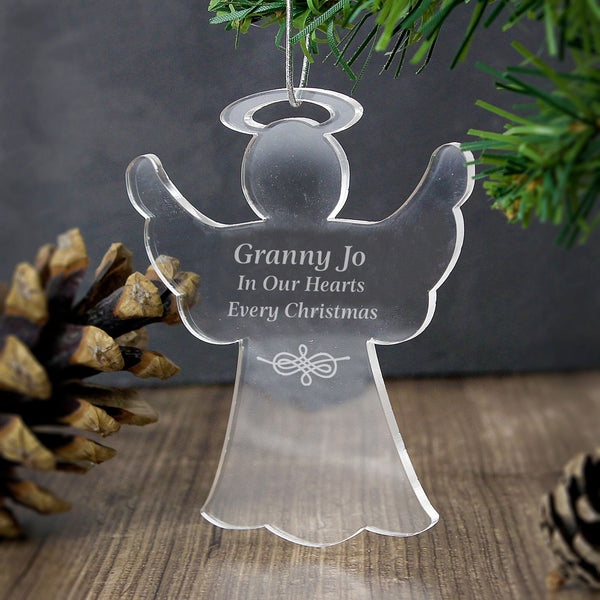 Buy Personalised Acrylic Angel Decoration available now at www.giftsfinder.co.uk