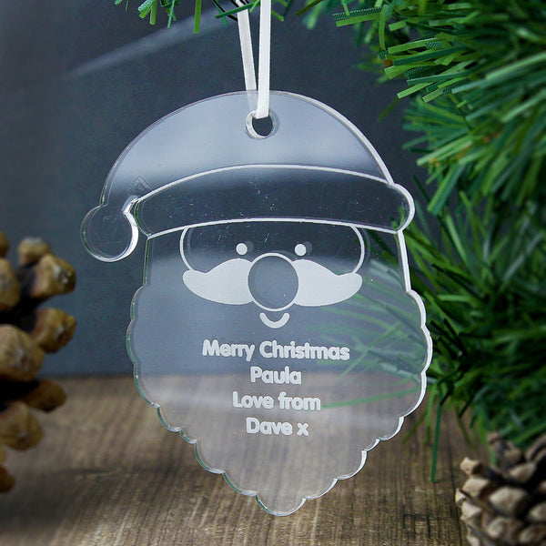 Buy Personalised Acrylic Santa Decoration available now at www.giftsfinder.co.uk