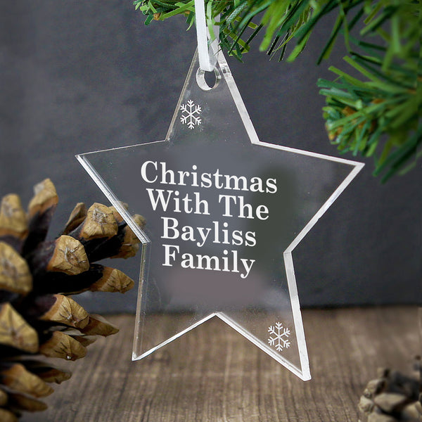 Buy Personalised Acrylic Star Decoration available now at www.giftsfinder.co.uk