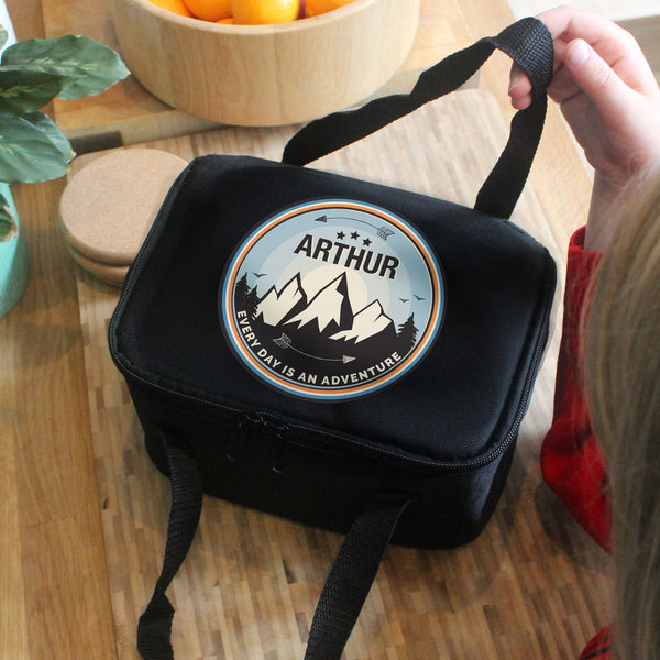 Buy Personalised Adventure Black Lunch Bag available now at www.giftsfinder.co.uk