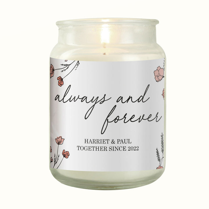 Buy Personalised Always & Forever Large Scented Jar Candle available now at www.giftsfinder.co.uk