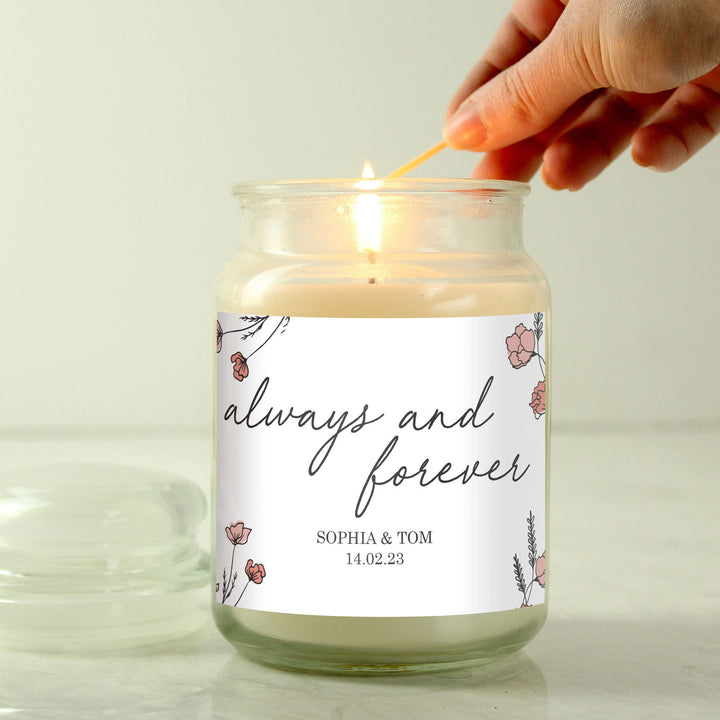 Buy Personalised Always & Forever Large Scented Jar Candle available now at www.giftsfinder.co.uk