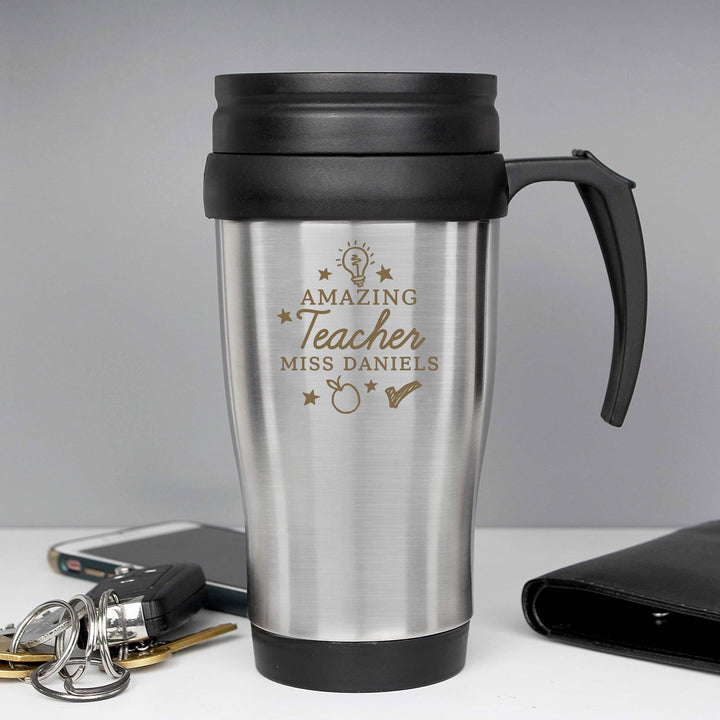 Buy Personalised Amazing Teacher Travel Mug available now at www.giftsfinder.co.uk