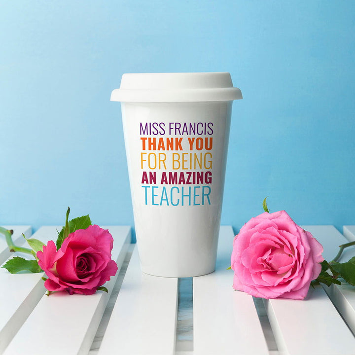 Buy Personalised Amazing Teacher Travel Mug available now at www.giftsfinder.co.uk