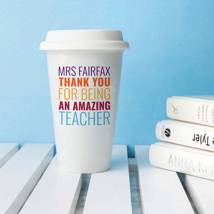 Buy Personalised Amazing Teacher Travel Mug available now at www.giftsfinder.co.uk