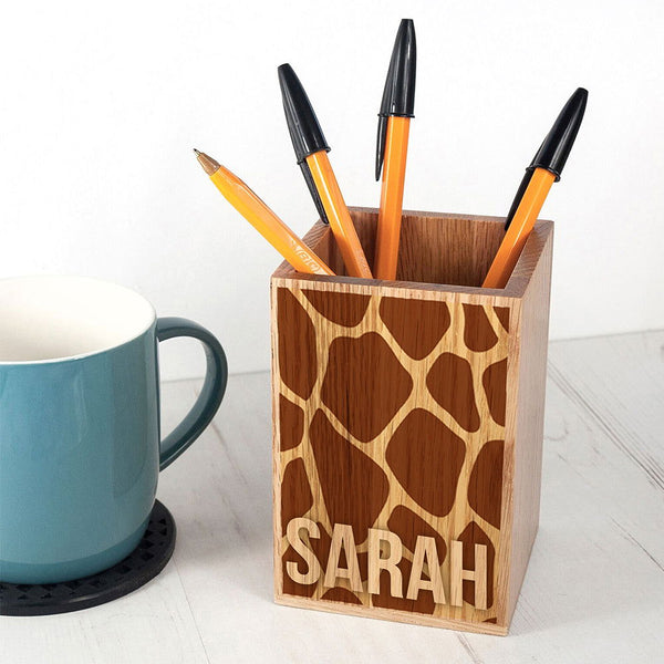 Buy Personalised Animal Print Pen Pot available now at www.giftsfinder.co.uk