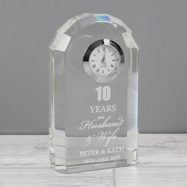 Personalised Anniversary Crystal Clock available to buy at www.giftsfinder.co.uk