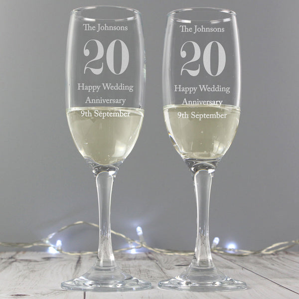 Personalised Anniversary Pair of Flutes with Gift Box available to buy at www.giftsfinder.co.uk