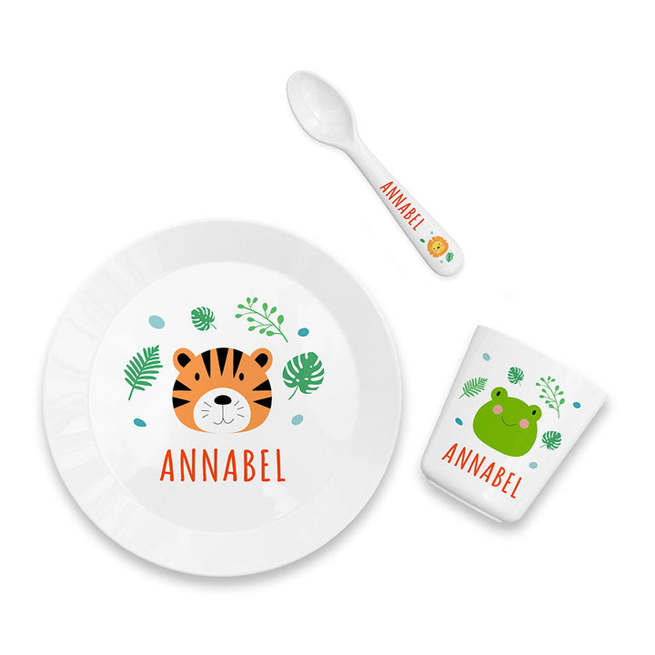 Buy Personalised Baby Dinner Set - Jungle AnimalÂ  available now at www.giftsfinder.co.uk