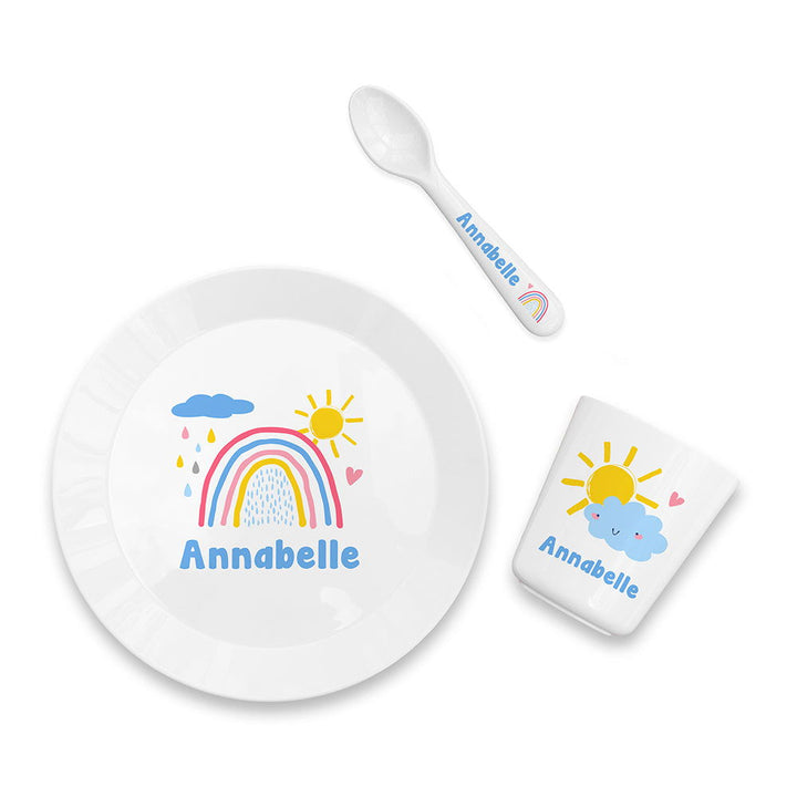 Buy Personalised Baby Dinner Set - Pastel Sky available now at www.giftsfinder.co.uk