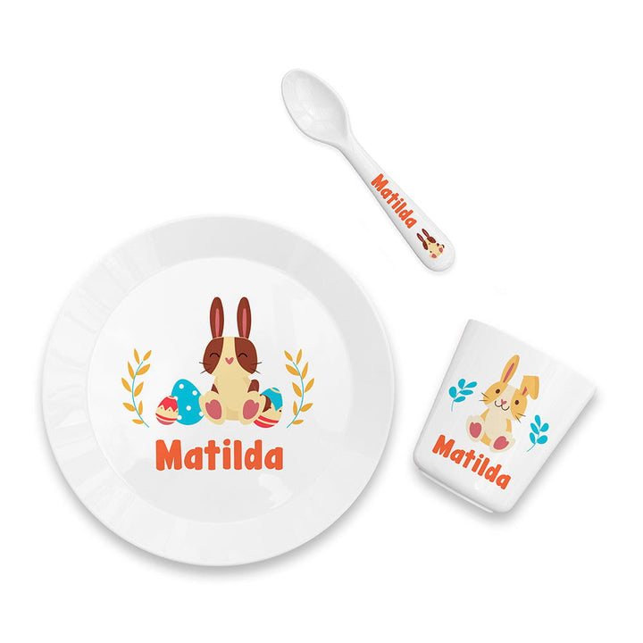 Buy Personalised Baby Dinner Set - Spring BunnyÂ  available now at www.giftsfinder.co.uk