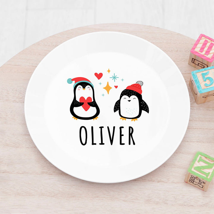 Buy Personalised Baby Dinner Set - Winter Penguin available now at www.giftsfinder.co.uk