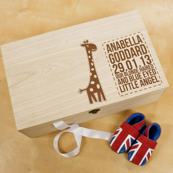 Buy Personalised Baby Giraffe Keepsake Box available now at www.giftsfinder.co.uk