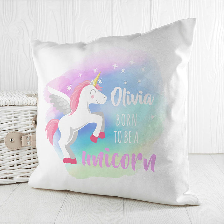 Buy Personalised Baby Unicorn Cushion Cover available now at www.giftsfinder.co.uk