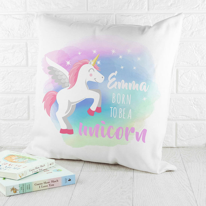 Buy Personalised Baby Unicorn Cushion Cover available now at www.giftsfinder.co.uk