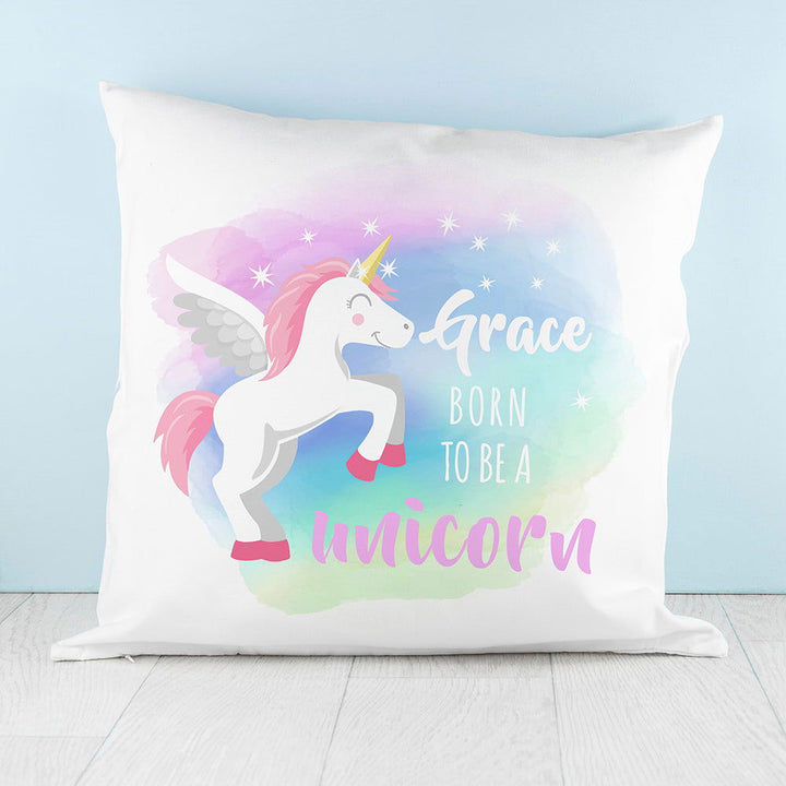 Buy Personalised Baby Unicorn Cushion Cover available now at www.giftsfinder.co.uk