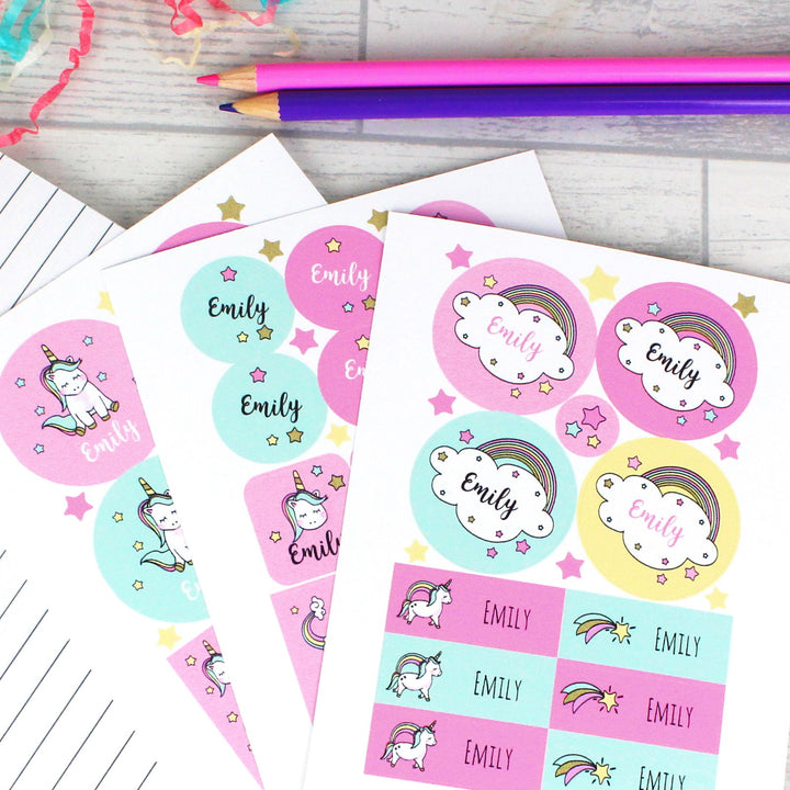 Personalised Baby Unicorn Sticker Set available to buy at www.giftsfinder.co.uk