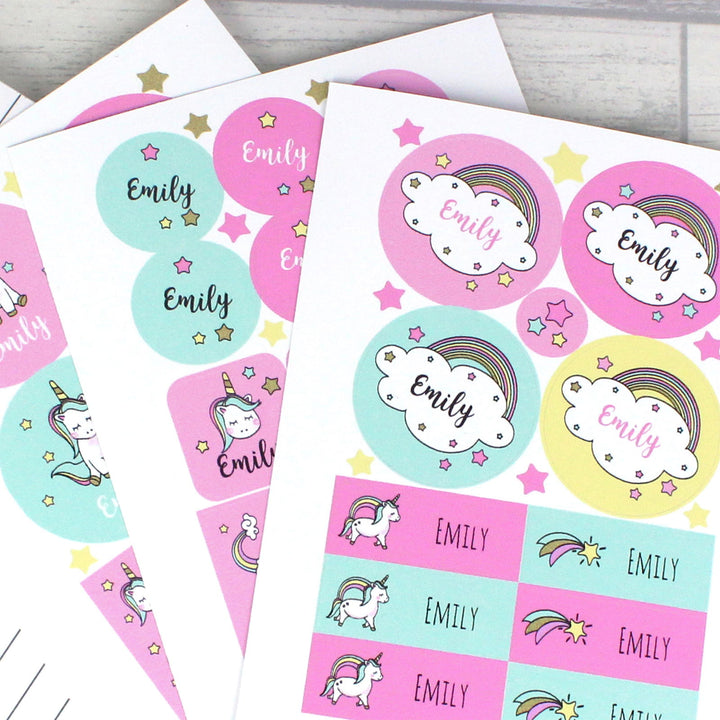 Personalised Baby Unicorn Sticker Set available to buy at www.giftsfinder.co.uk