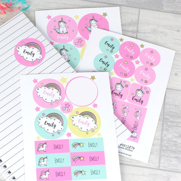 Personalised Baby Unicorn Sticker Set available to buy at www.giftsfinder.co.uk