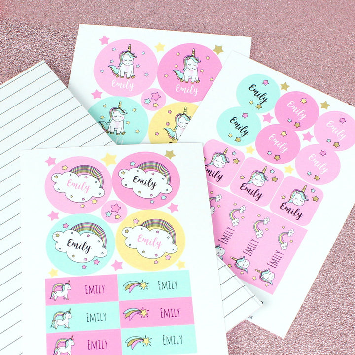 Buy Personalised Baby Unicorn Sticker Set available now at www.giftsfinder.co.uk