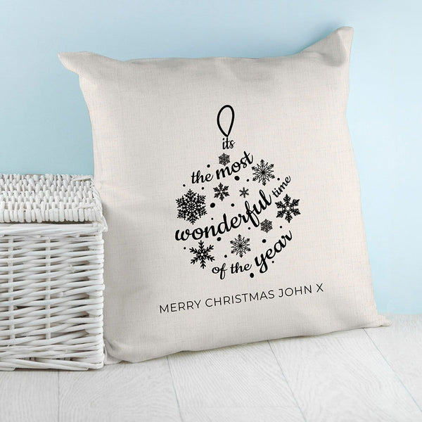 Buy Personalised Bauble Cushion Cover available now at www.giftsfinder.co.uk