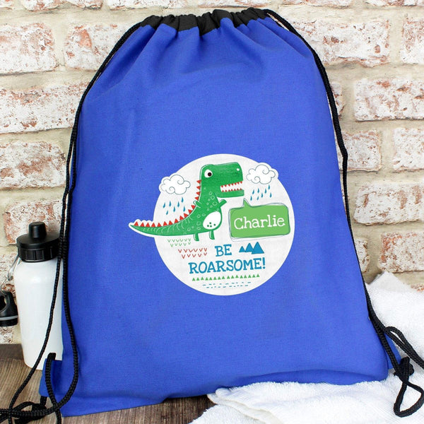 Buy Personalised 'Be Roarsome' Dinosaur Swim & Kit Bag available now at www.giftsfinder.co.uk