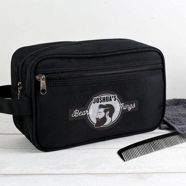 Personalised Beard Things Black Vanity Bag available to buy at www.giftsfinder.co.uk