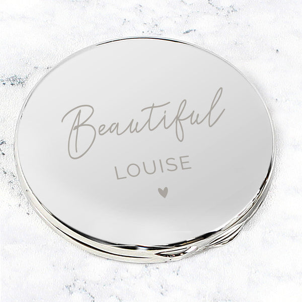 Personalised Beautiful Compact Mirror available to buy at www.giftsfinder.co.uk