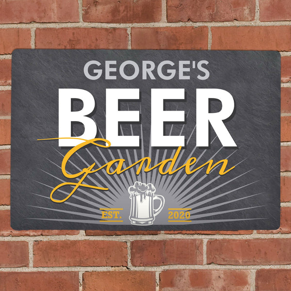 Personalised Beer Garden Metal Sign available to buy at www.giftsfinder.co.uk