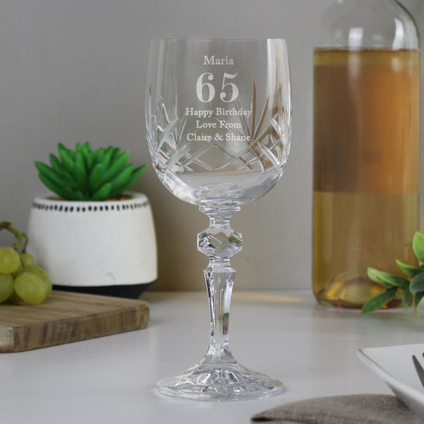 Personalised Big Age Cut Crystal Wine Glass available to buy at www.giftsfinder.co.uk