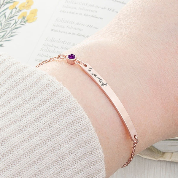 Buy Personalised Birth Flower Swarovski Crystal Rose Gold Bracelet available now at www.giftsfinder.co.uk