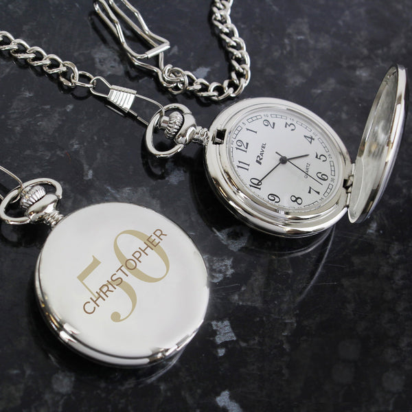 Personalised Birthday Big Age Pocket Fob Watch available to buy at www.giftsfinder.co.uk