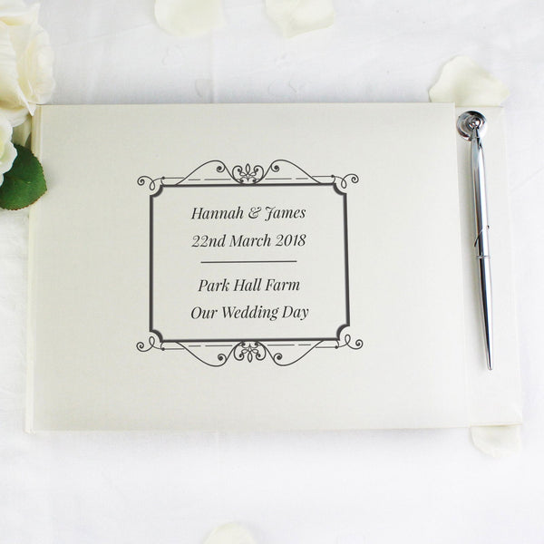 Personalised Black Hardback Guest Book & Pen available to buy at www.giftsfinder.co.uk