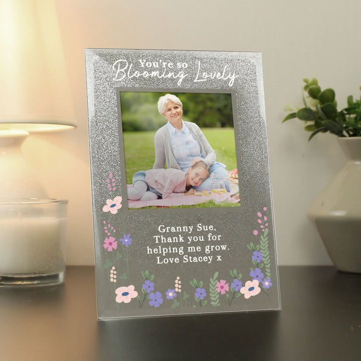 Buy Personalised Blooming Lovely 6x4 Glitter Photo Frame available now at www.giftsfinder.co.uk