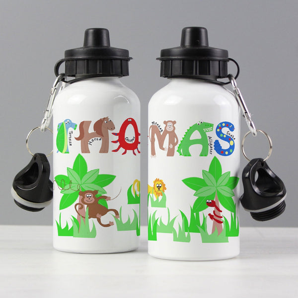 Buy Personalised Blue Animal Alphabet Drinks Bottle available now at www.giftsfinder.co.uk