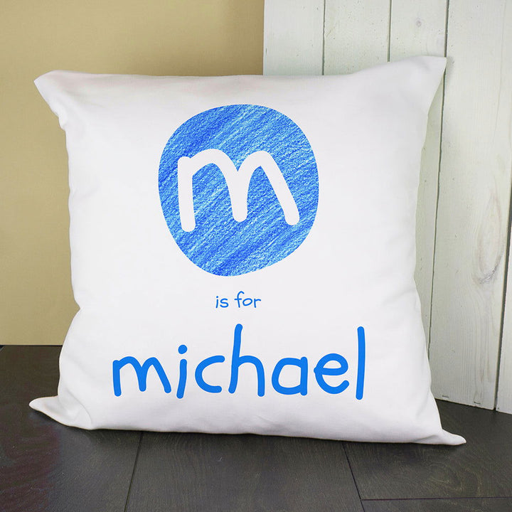 Buy Personalised Blue Initial Cushion Cover available now at www.giftsfinder.co.uk