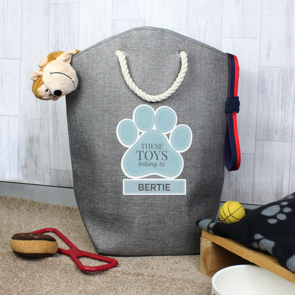 Buy Personalised Blue Paw Print Storage Bag available now at www.giftsfinder.co.uk