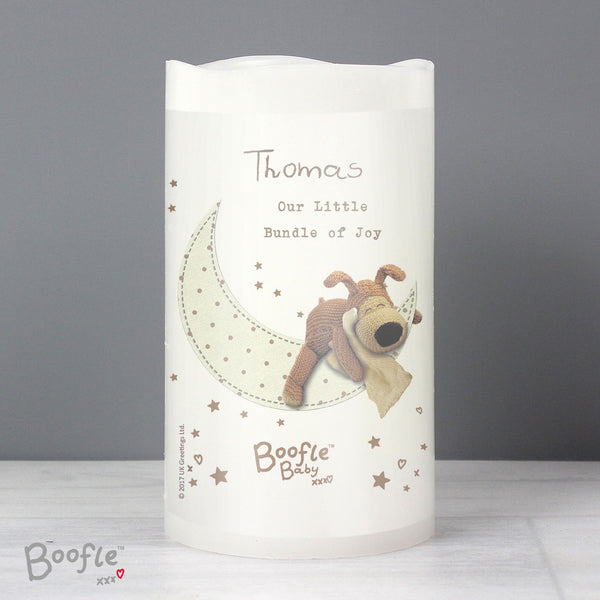 Personalised Boofle Baby Nightlight LED Candle available to buy at www.giftsfinder.co.uk