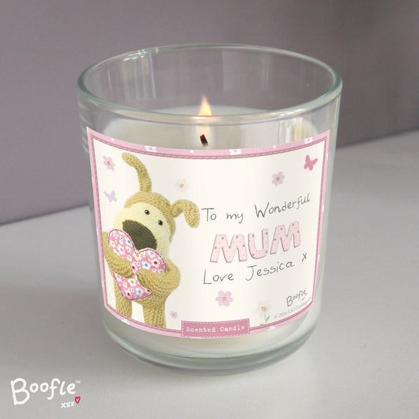 Personalised Boofle Flowers Scented Jar Candle available to buy at www.giftsfinder.co.uk