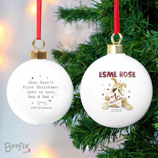 Personalised Boofle My 1st Christmas Bauble available to buy at www.giftsfinder.co.uk