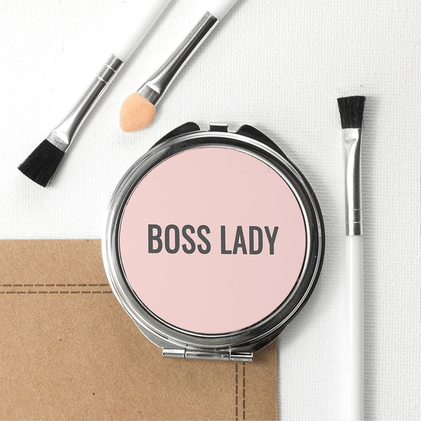 Buy Personalised Boss Lady Round Compact Mirror available now at www.giftsfinder.co.uk