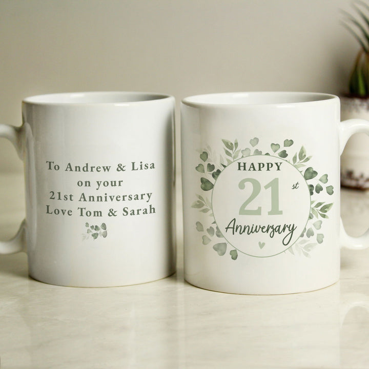 Personalised Botanical Anniversary Mug available to buy at www.giftsfinder.co.uk